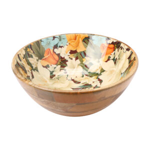 Handcrafted Amaryllis Floral Wooden Enamel Decorative Bowl