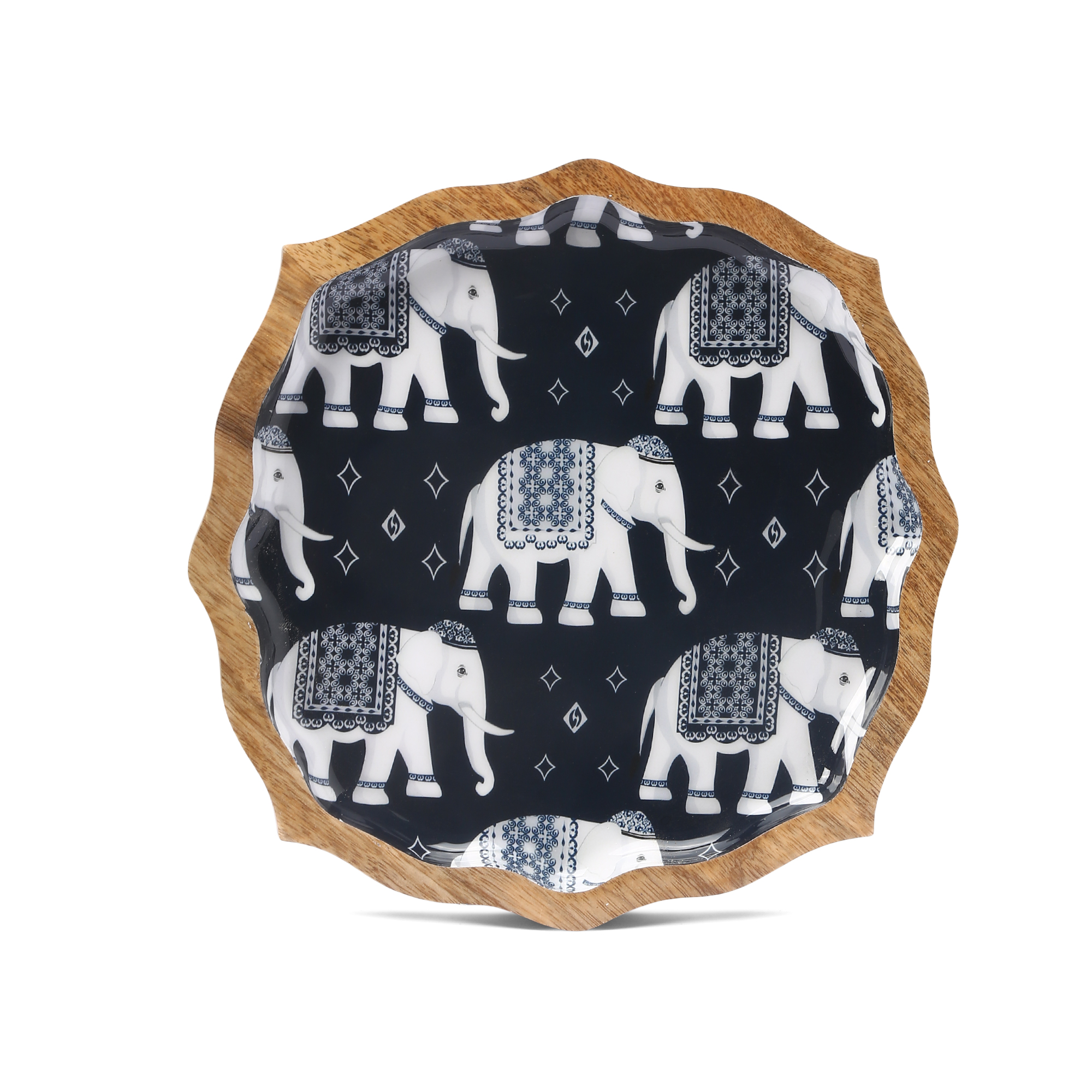 Wooden Platter with Elephant(One Size)