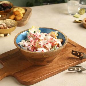 Blue Grotto Handcrafted Wooden Enamel Decorative Bowl