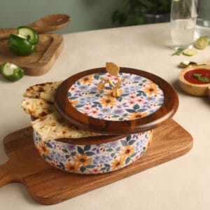 Floral Casserole with Brass Handle