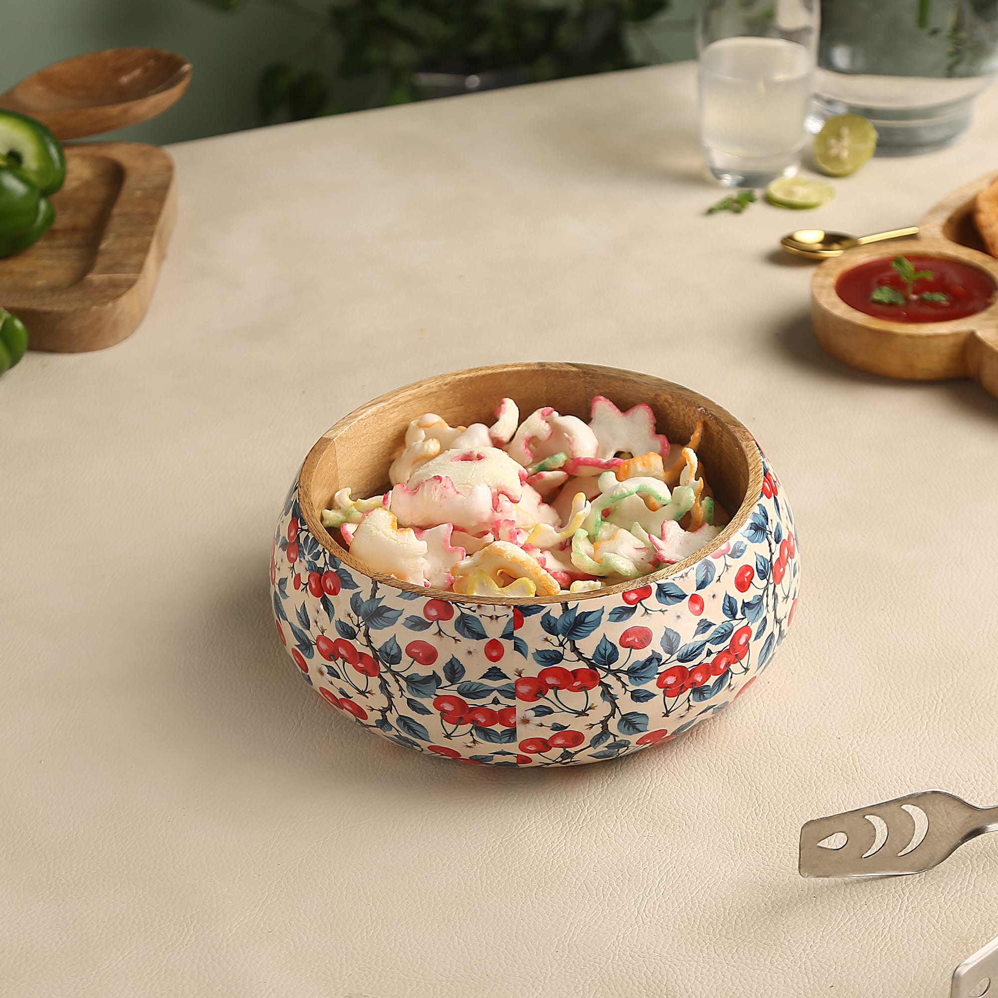 Cherry Wooden Snack Bowl