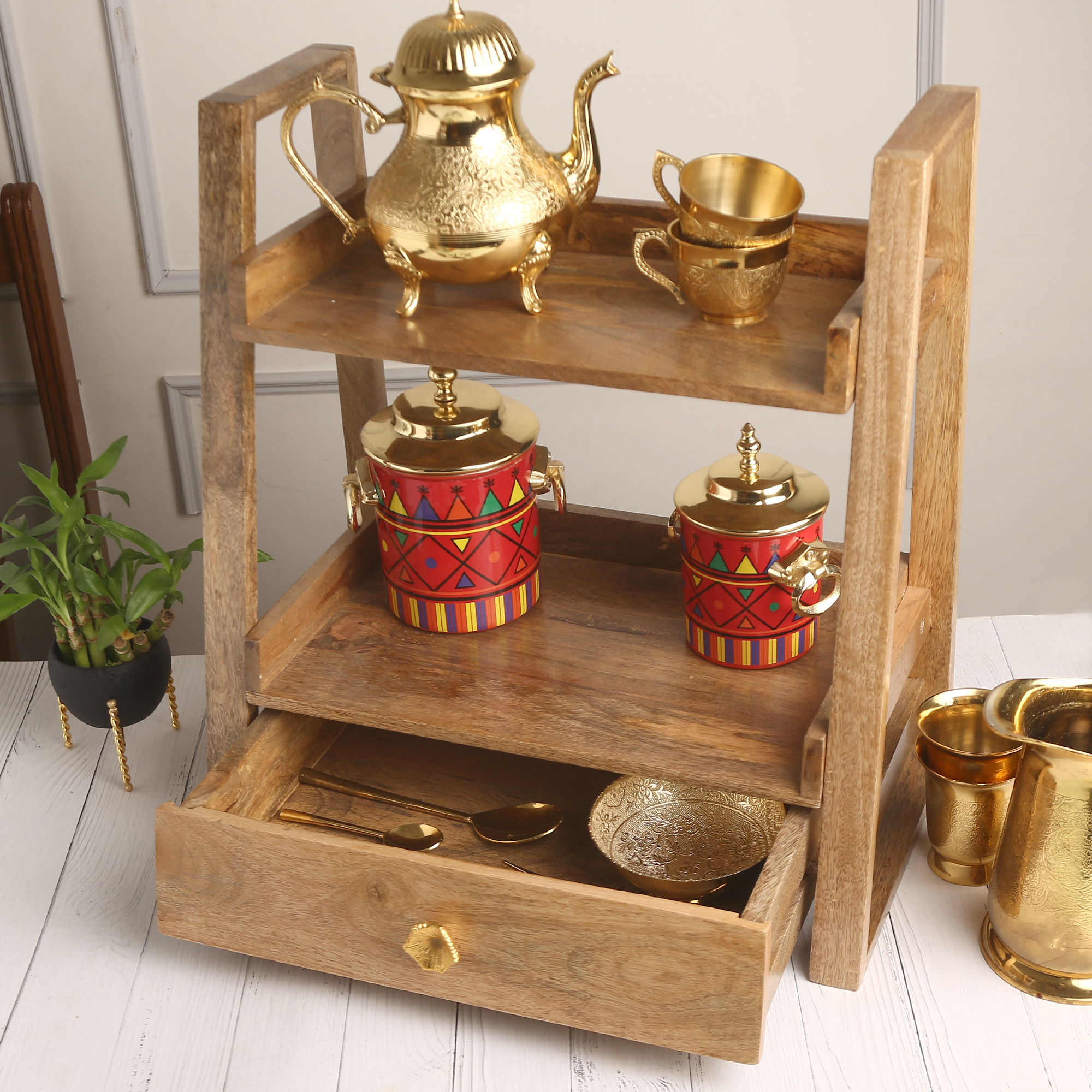 Drawer Kitchen Storage Corner Shelf (lIGHT COLOUR) - Image 2