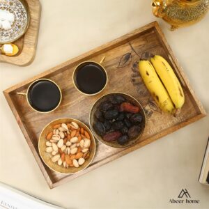 Hand-Painted Iris Natural Rectangular Tray
