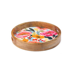 Pastel Floral Round Serving Tray