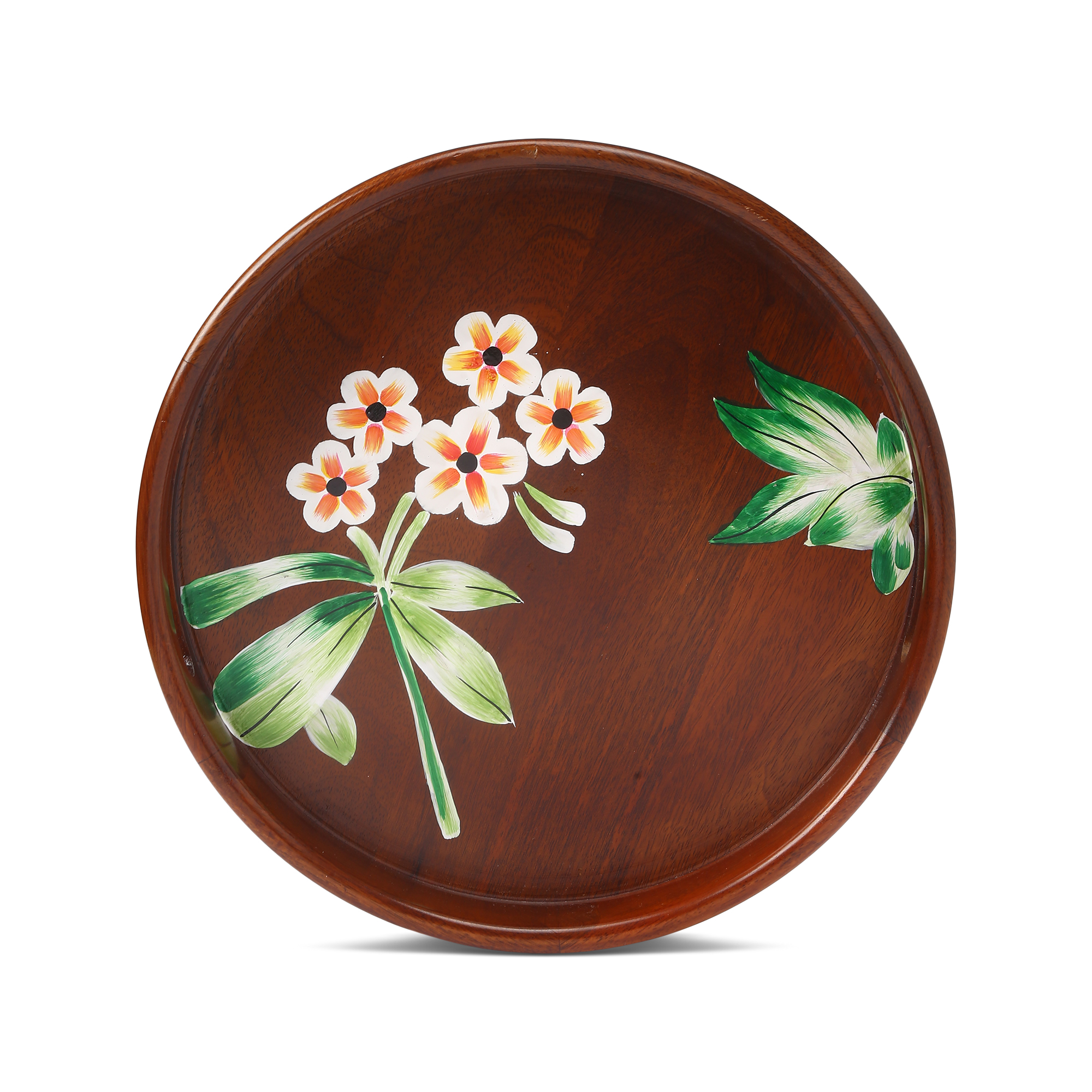 Hand-Painted Plumeria Round Serving Tray - Image 4
