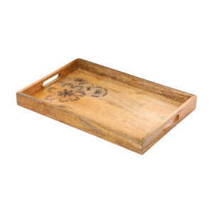 Hand-Painted Iris Natural Rectangular Tray