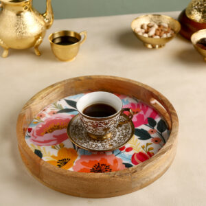 Pastel Floral Round Serving Tray
