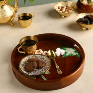 Hand-Painted Plumeria Round Serving Tray