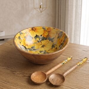 Botanical Wooden Enamel Bowl