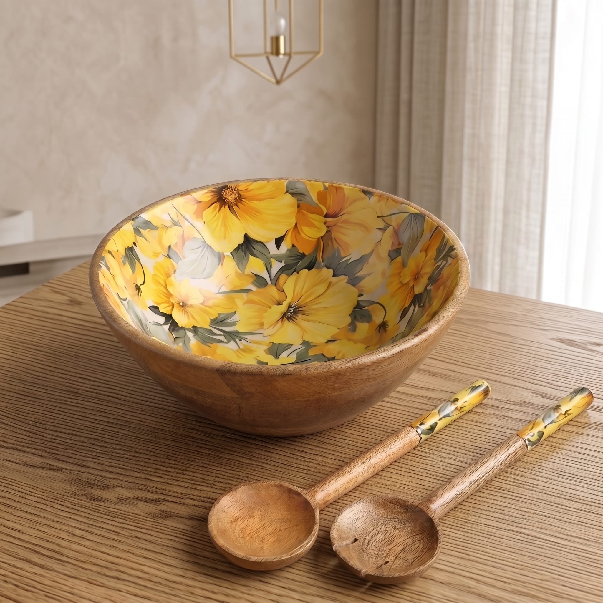 Botanical Wooden Enamel Bowl